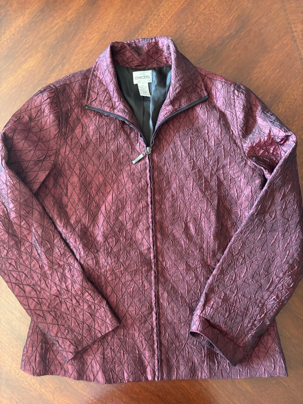 Chico's  Women’s Quilted Zip-Front Jacket - Burgundy